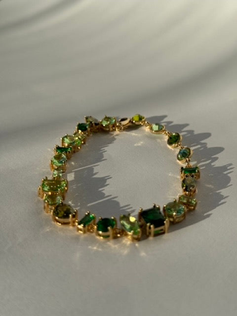 Green Crystal Stones Bracelet - byvickyjewelry