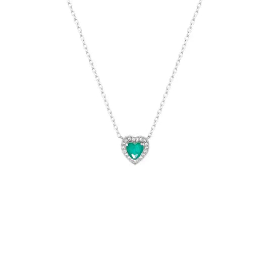 Beautiful Emerald Heart Necklace & Earrings Set